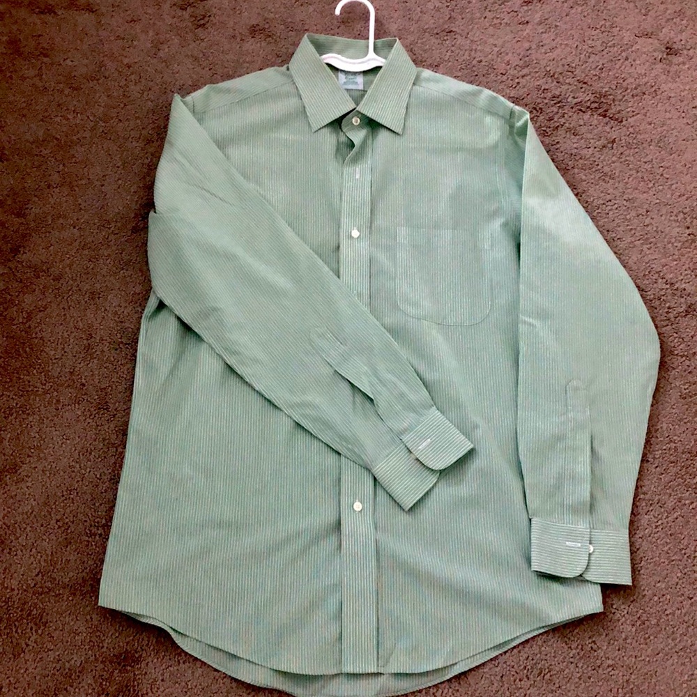 Brooks Brothers - Men’s  dress shirt - green and white stripe